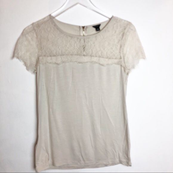 Ann Taylor Tops - 3/$25 Ann Taylor | Beige Top with Lace Accent
